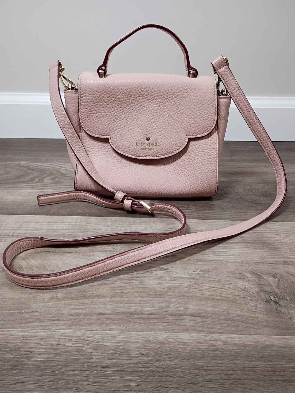 Kate Spade Classic Casual Light Pink Pebbled Leather Mini Small Satchel Handbag